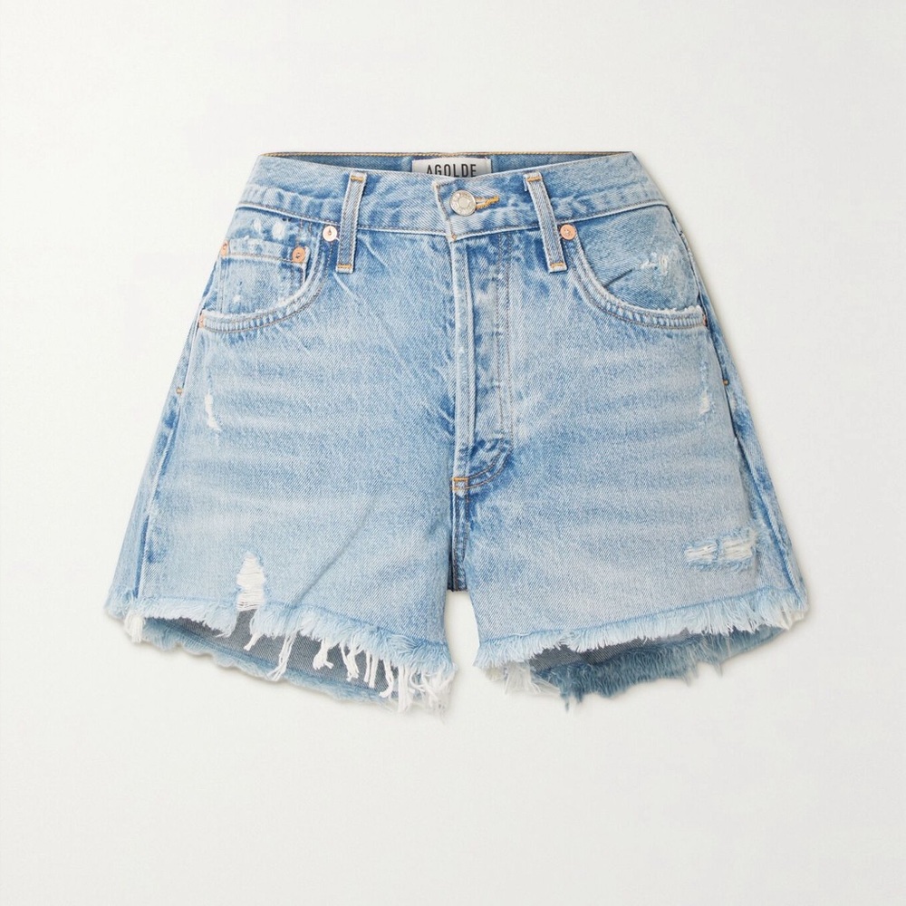 AGOLDE Parker Vintage Cutoff Denim Shorts – Organic Light Wash, Size 26 - Picture 1 of 7